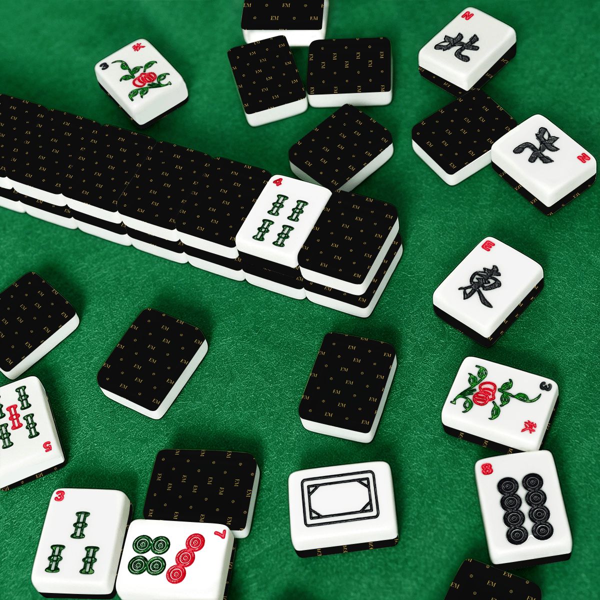 The Signature Set | Black & Gold Monogram American Mahjong