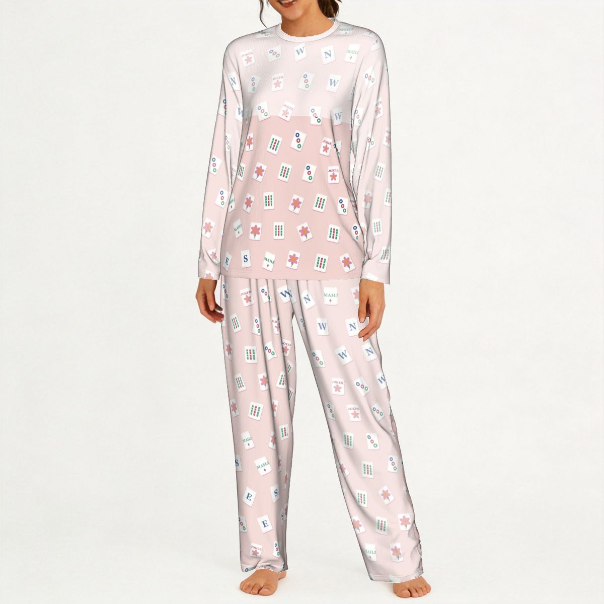 Mahj Tile Pajama Set in Blush