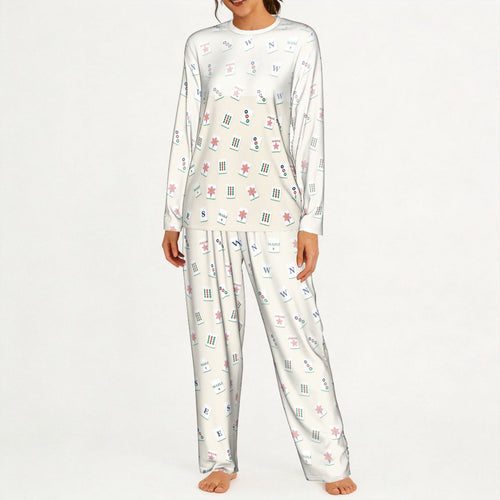Mahj Tile Pajama Set in Ivory
