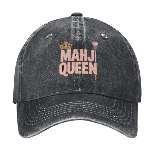 Mahj Cap, front view, printed with Mahj Queen